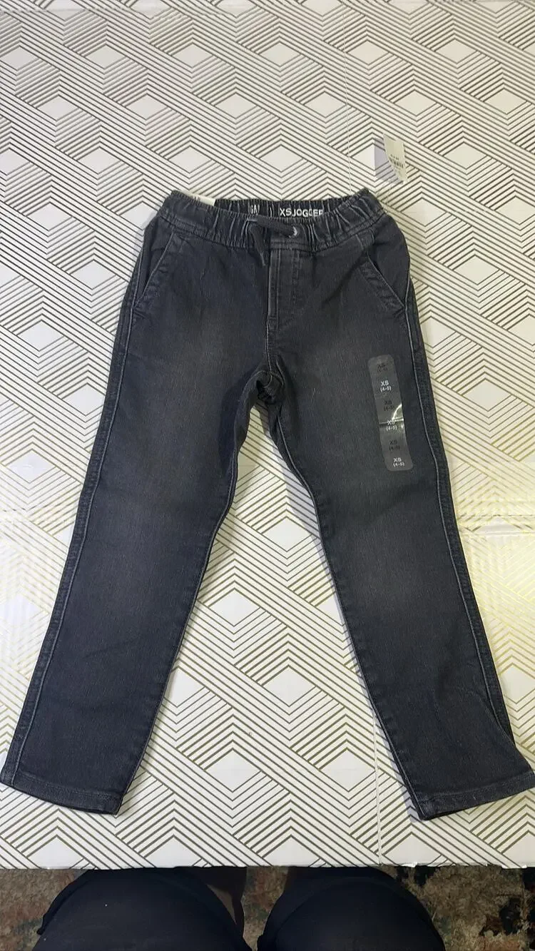 Gap Kids Boys XS 4-5 Jogger Jeans Denim Pants Black Elastic Waist